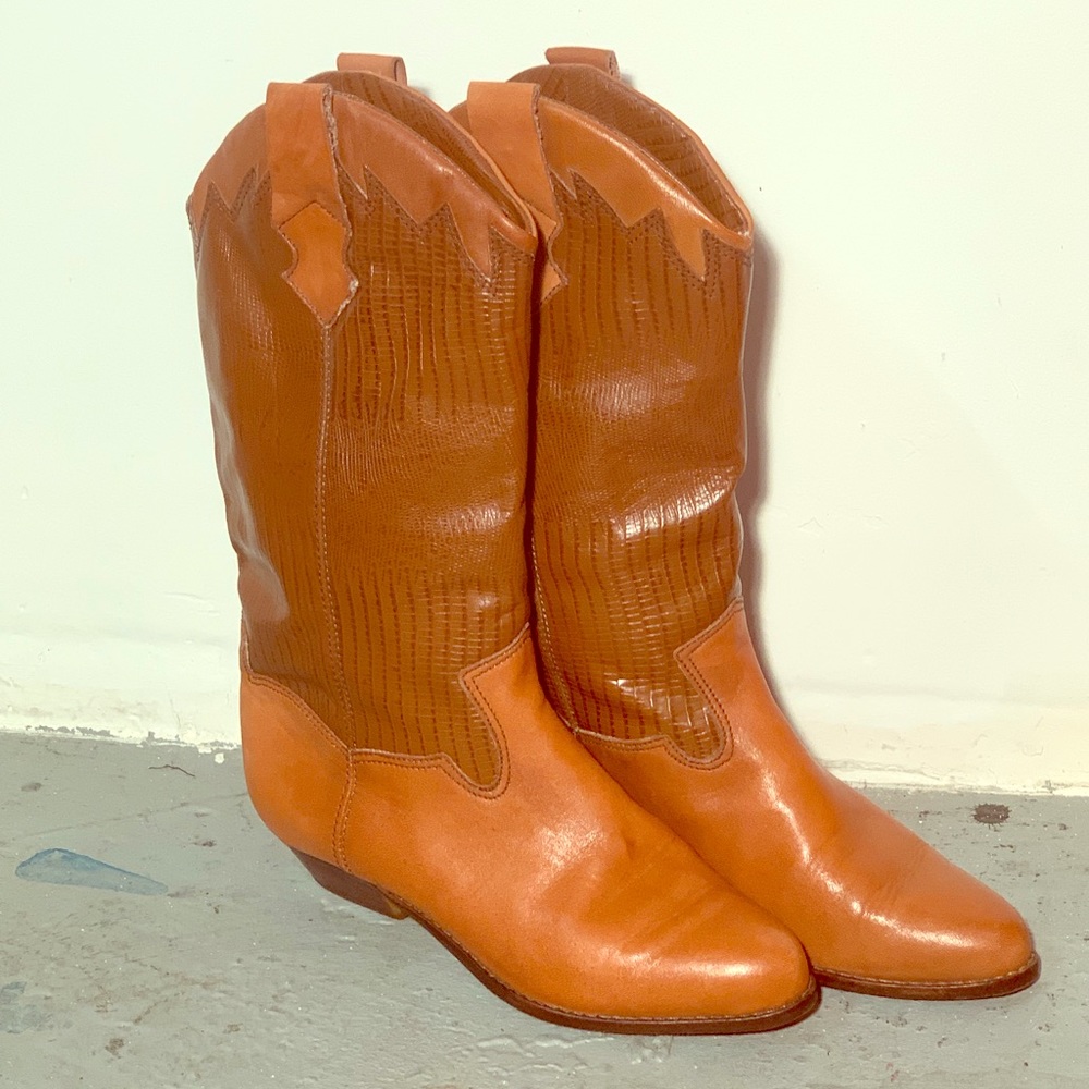 Vintage cowboy boots chestnut brown sz 5.5